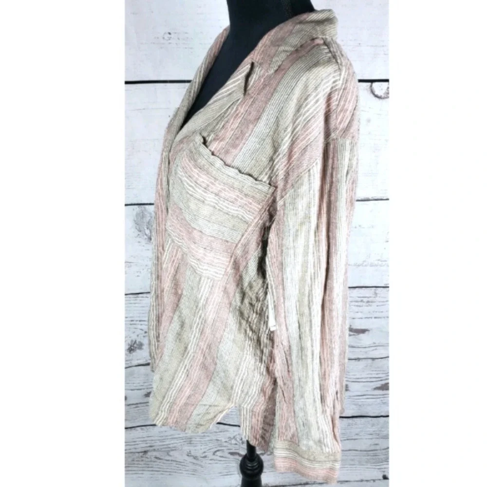NWT Free People High Tides Pink Sands Top Women's Size Small Button Down Striped